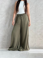 To-Go Summer Wide-Leg Linen Pants- Olive