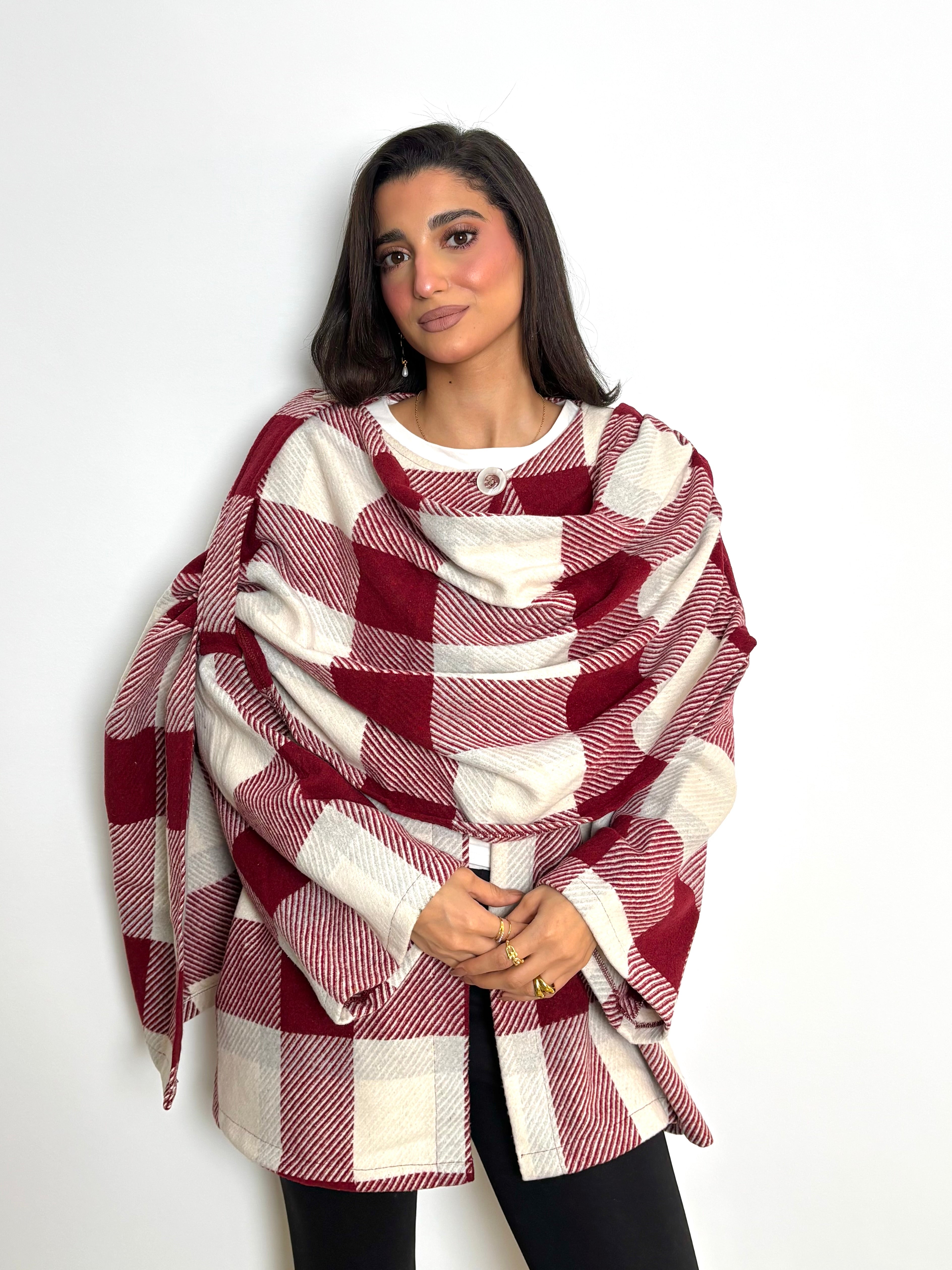 Lina Scarfed Coat- Women-Maroon