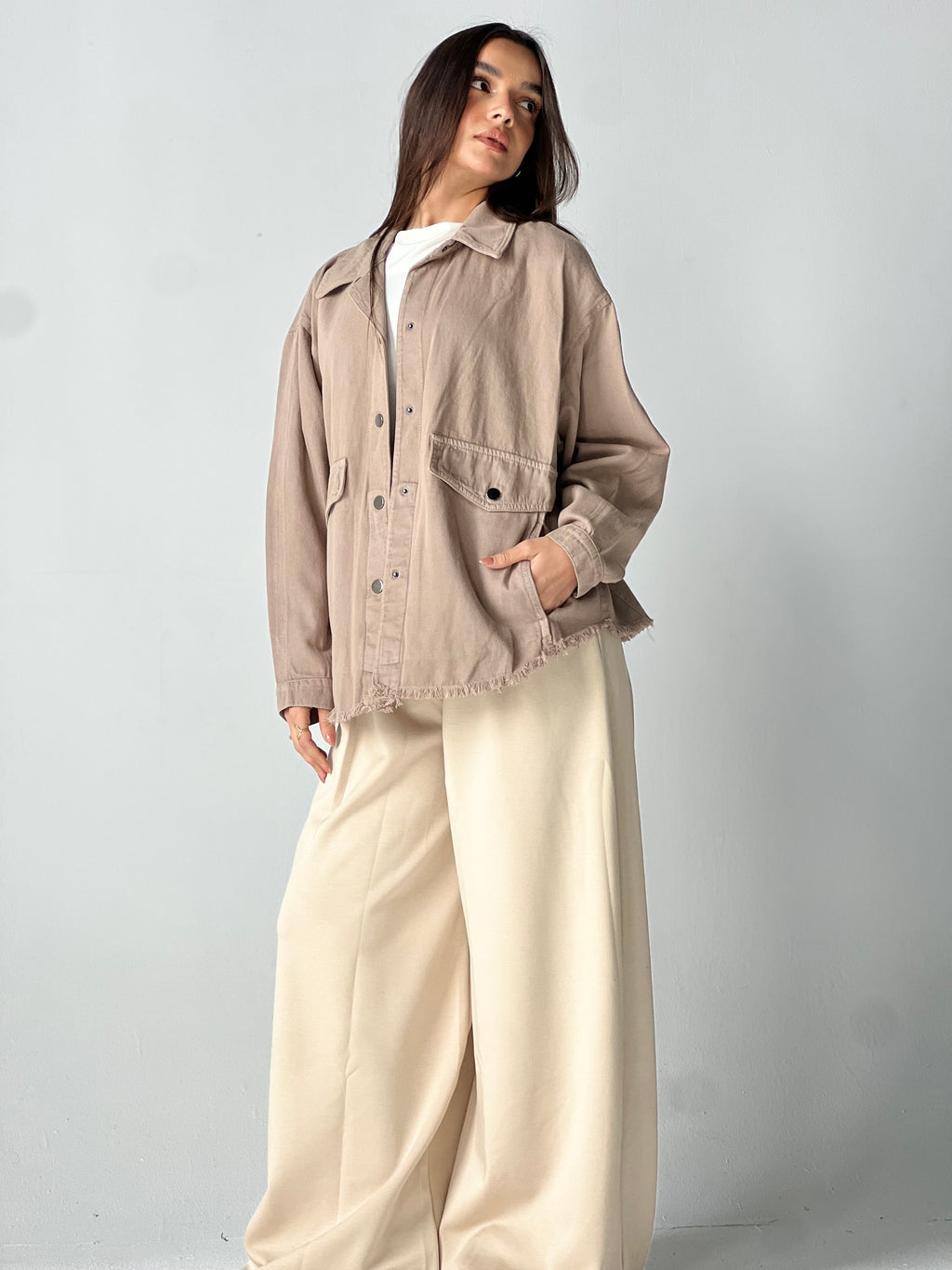 Ease Summer Oversized Jacket-Cafe