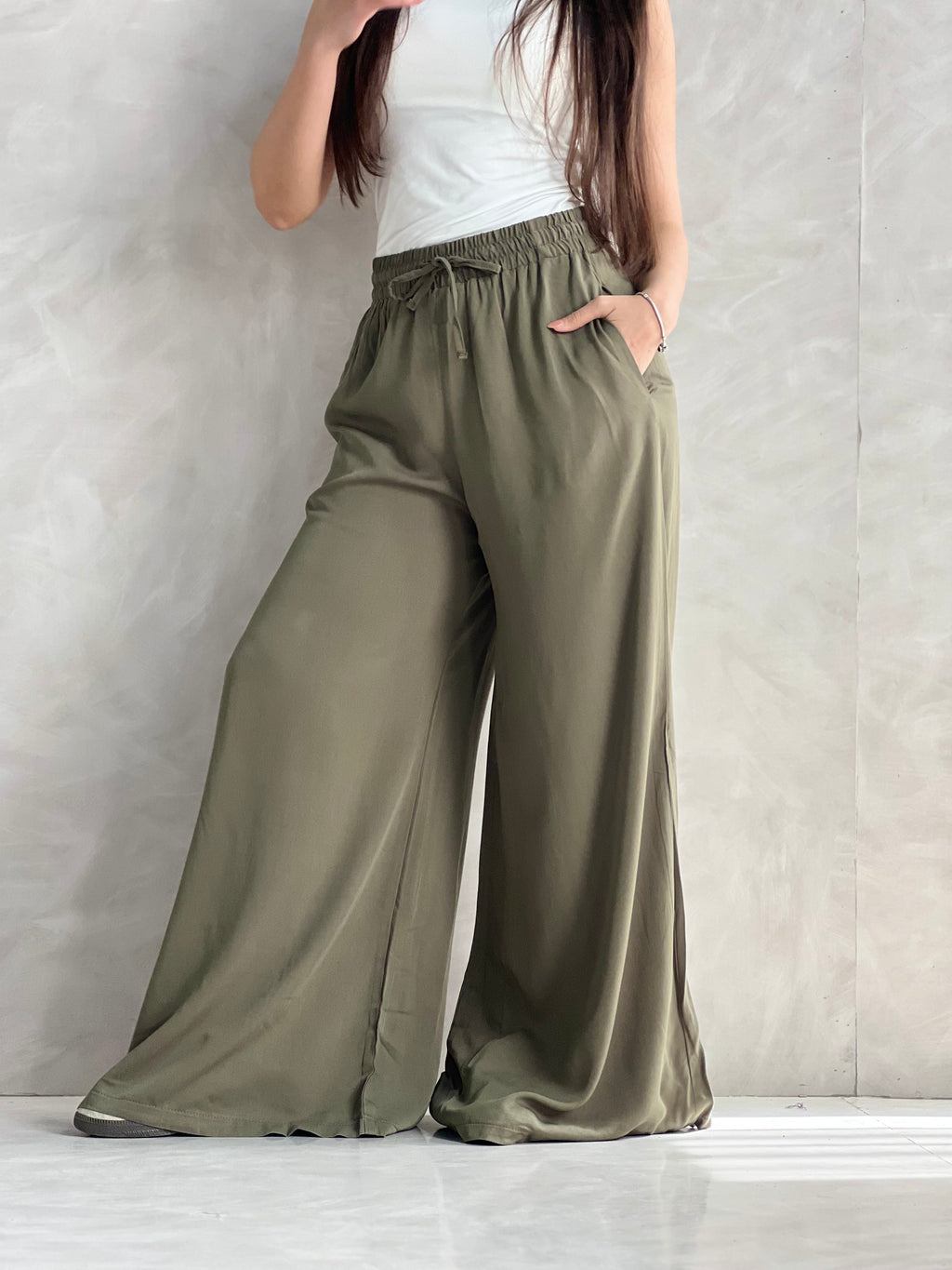 To-Go Summer Wide-Leg Linen Pants- Olive