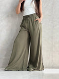 To-Go Summer Wide-Leg Linen Pants- Olive