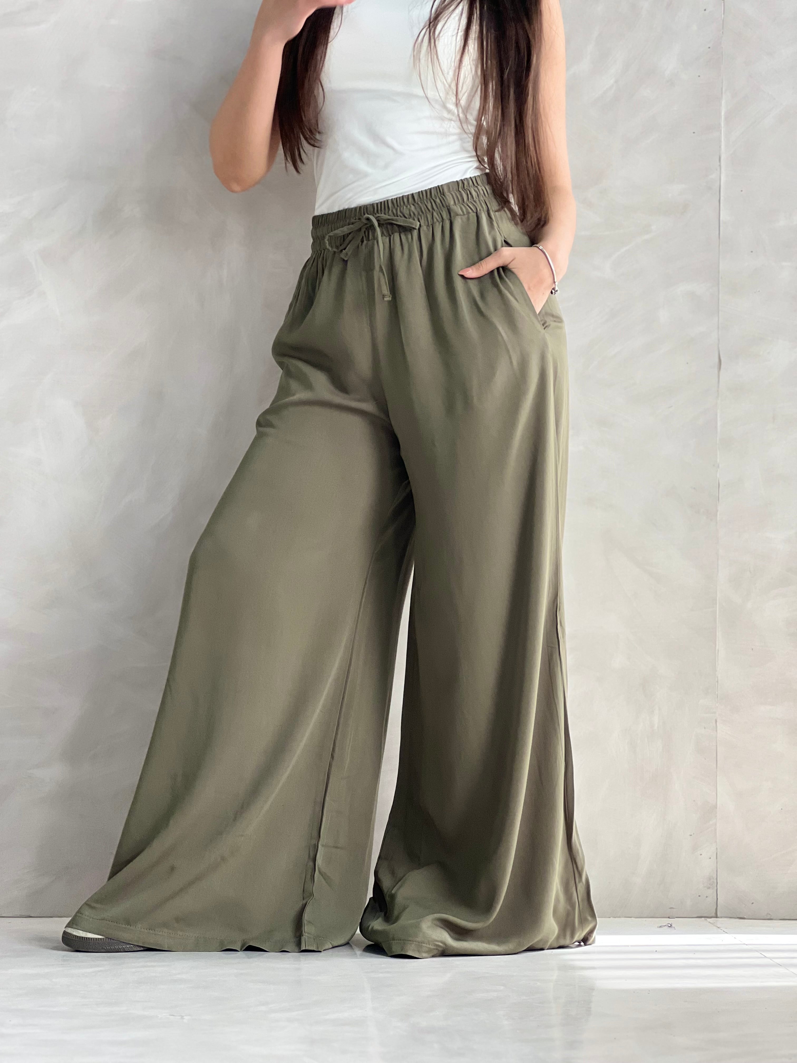 To-Go Summer Wide-Leg Linen Pants- Olive