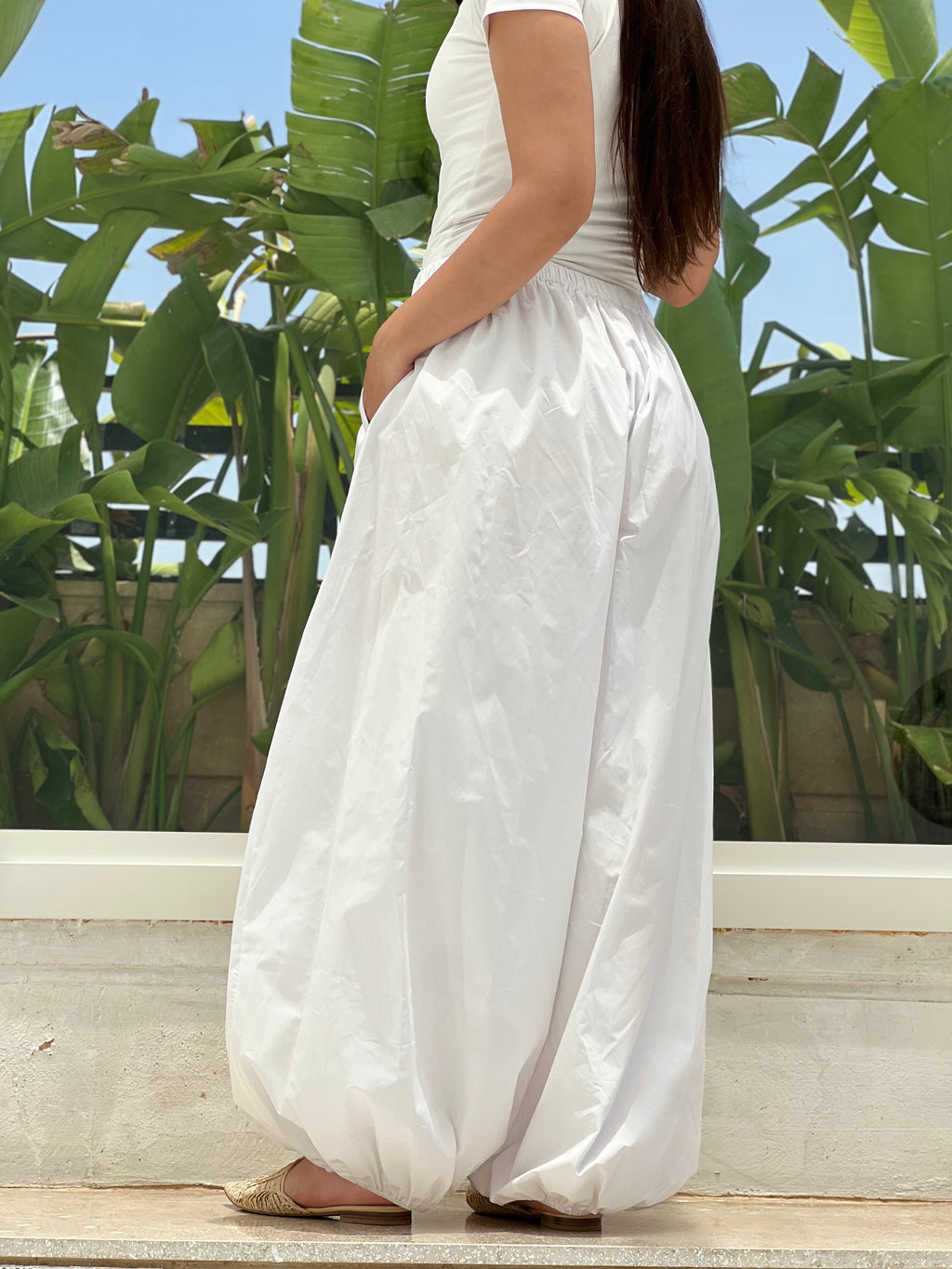 Oversized Balloon Pants-White