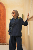 Criss Cross Essential Denim Jacket Only-Dark blue