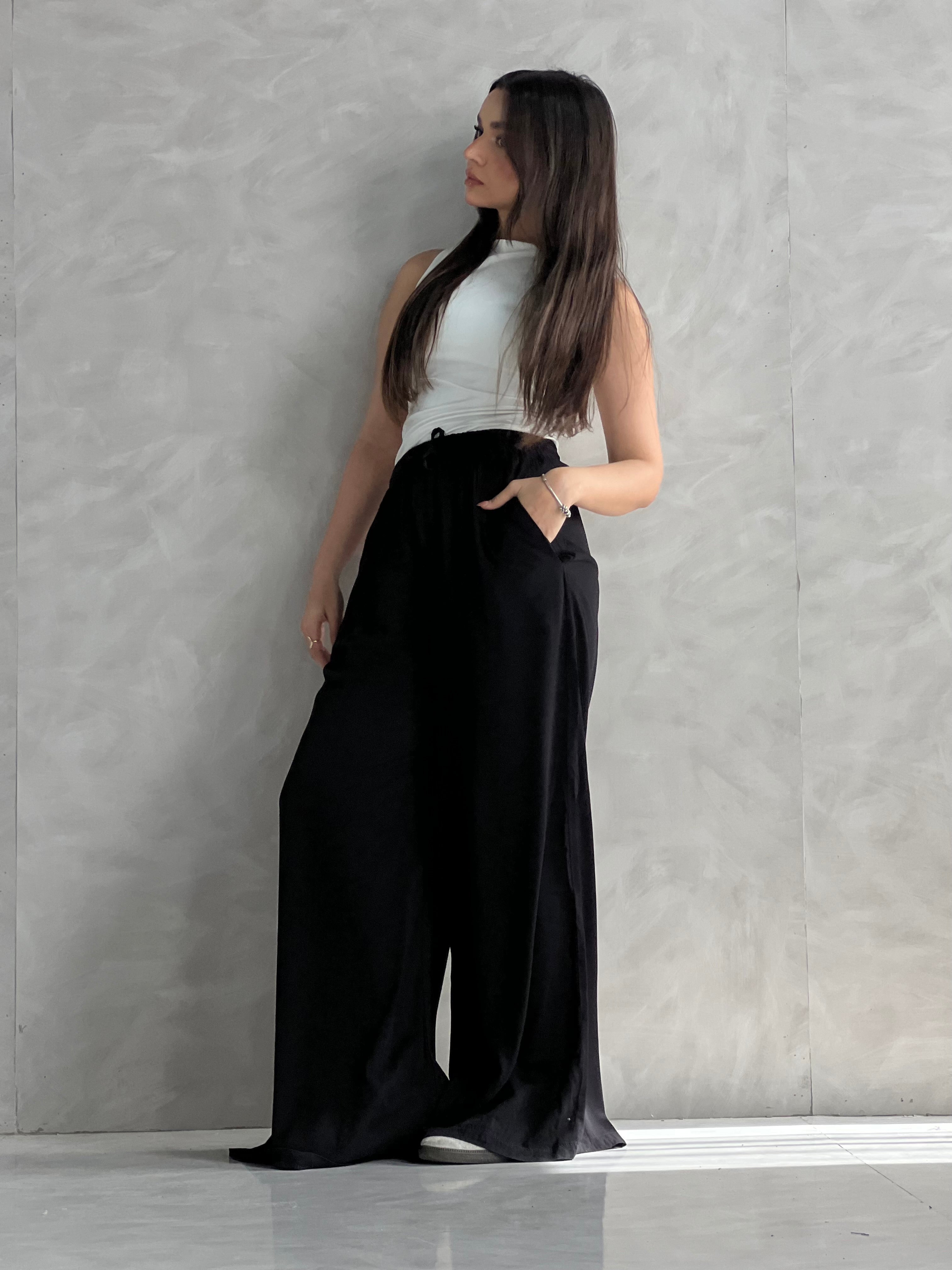 To-Go Summer Wide-Leg Linen Pants- Black