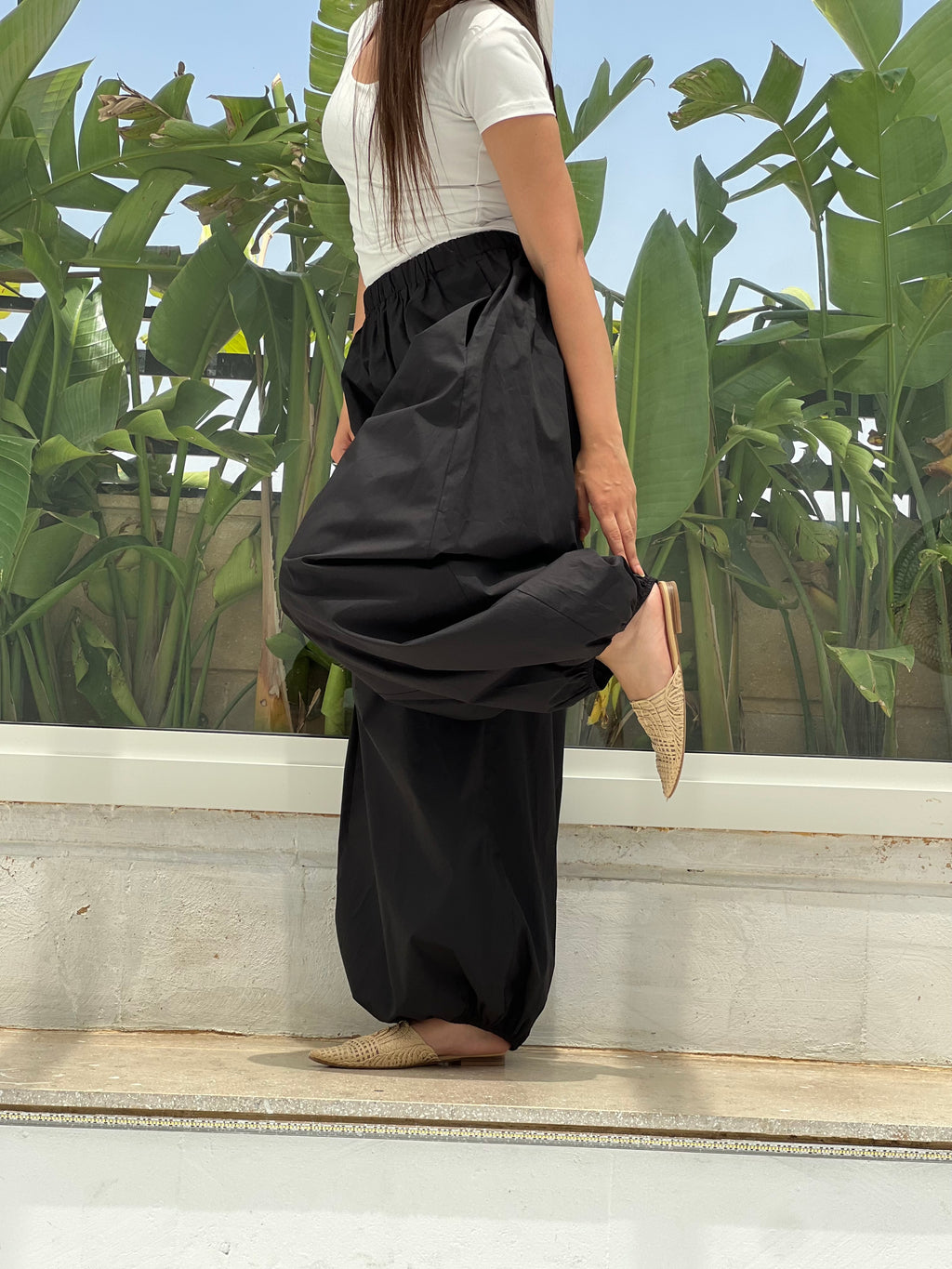 Oversized Balloon Pants-Black