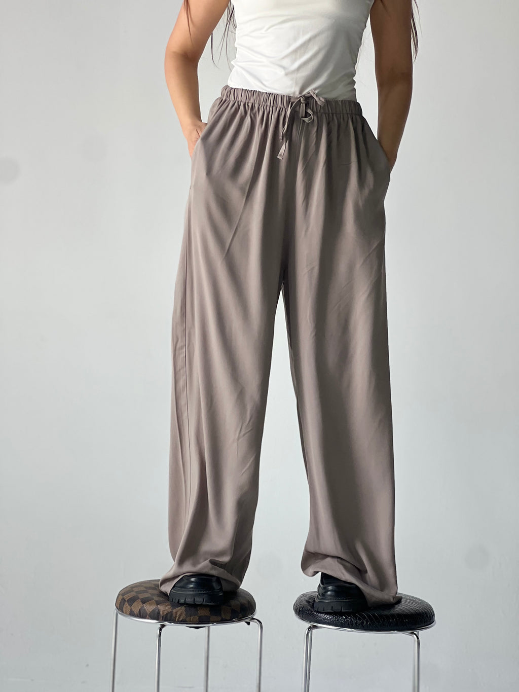 Summer Linen Elastic Waist Pants – Dirty Grey