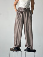 Summer Linen Elastic Waist Pants – Dirty Grey