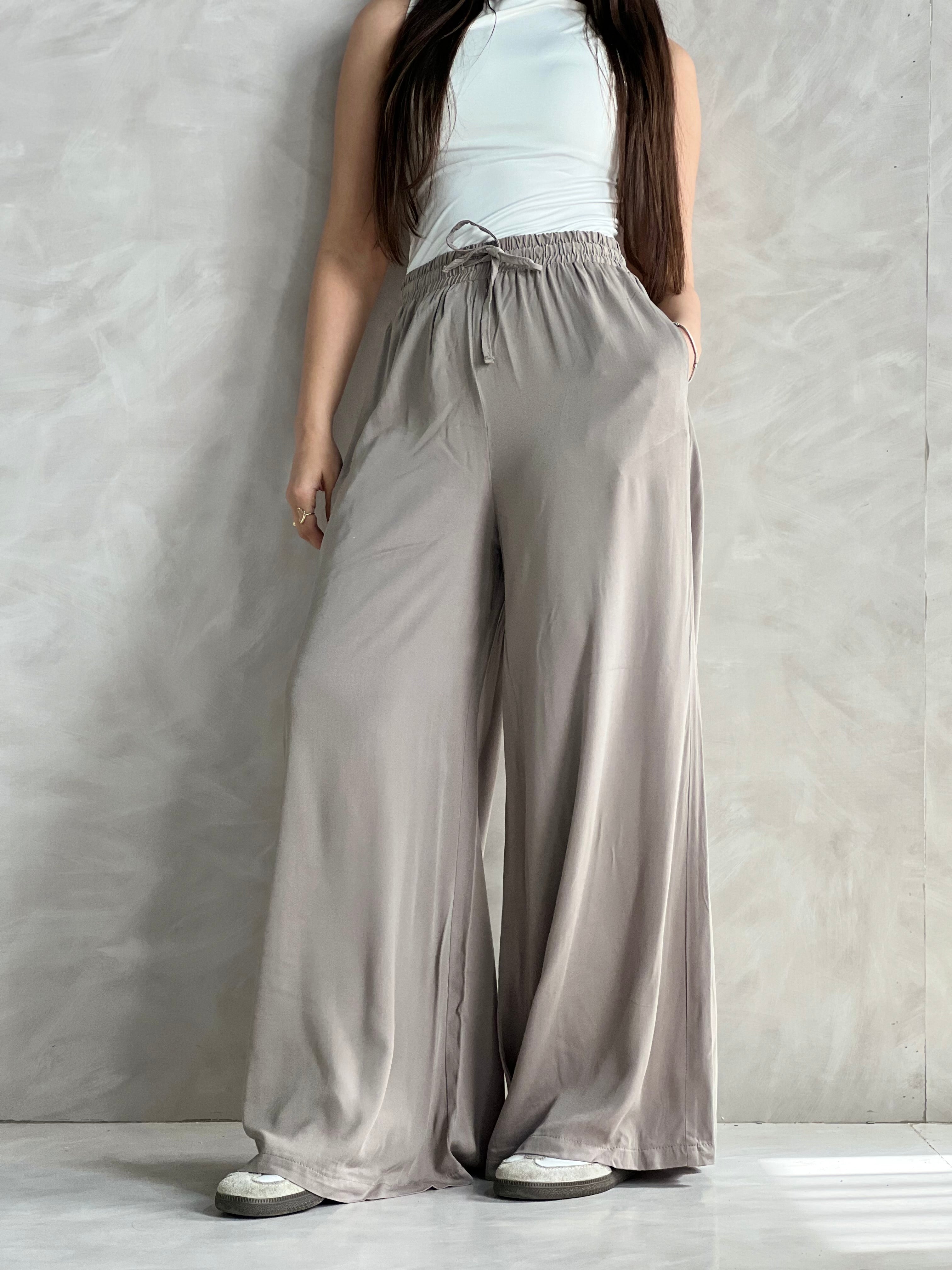To-Go Summer Wide-Leg Linen Pants-Grey