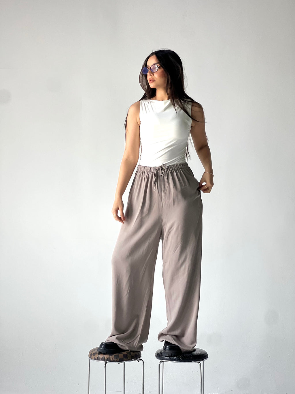 Summer Linen Elastic Waist Pants – Dirty Grey