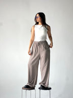 Summer Linen Elastic Waist Pants – Dirty Grey