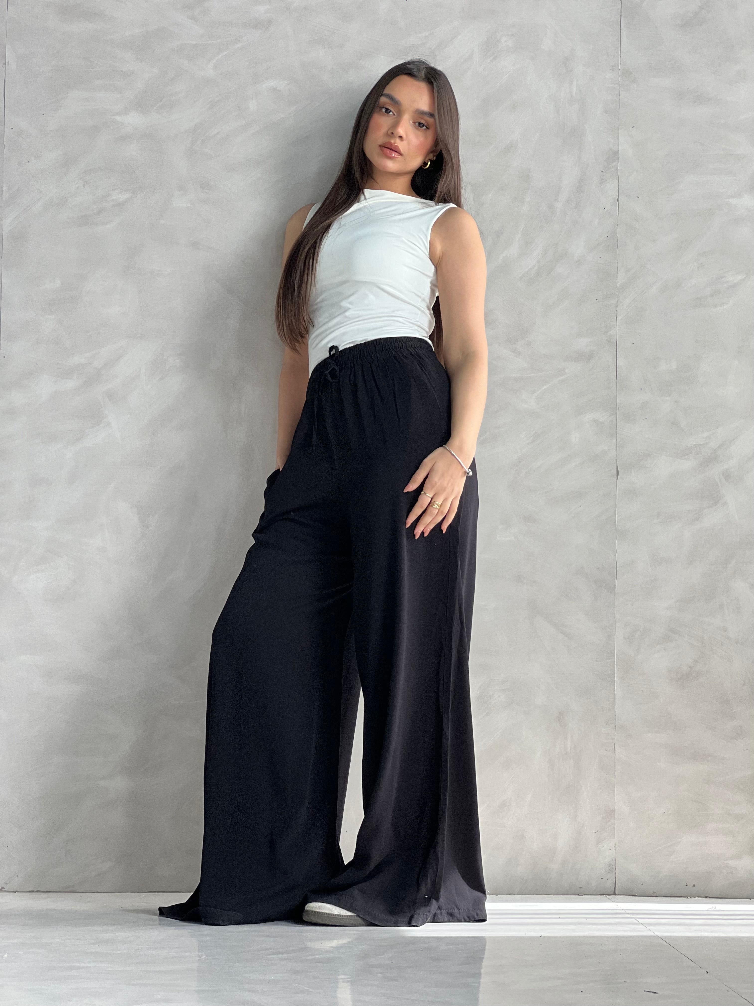 To-Go Summer Wide-Leg Linen Pants- Black
