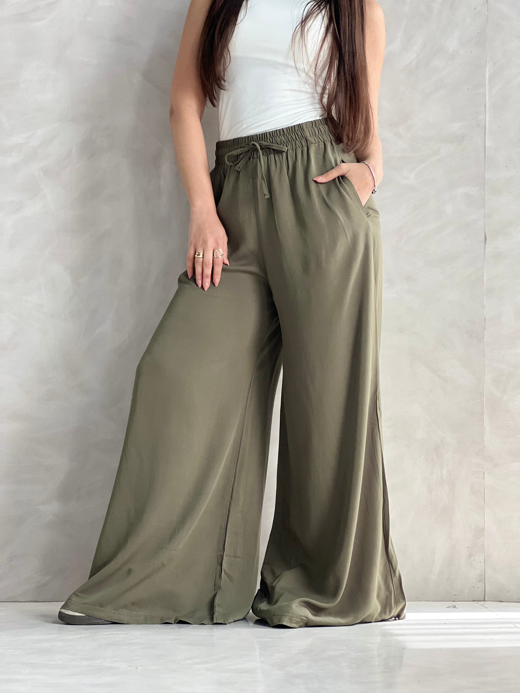 To-Go Summer Wide-Leg Linen Pants- Olive