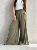 To-Go Summer Wide-Leg Linen Pants- Olive
