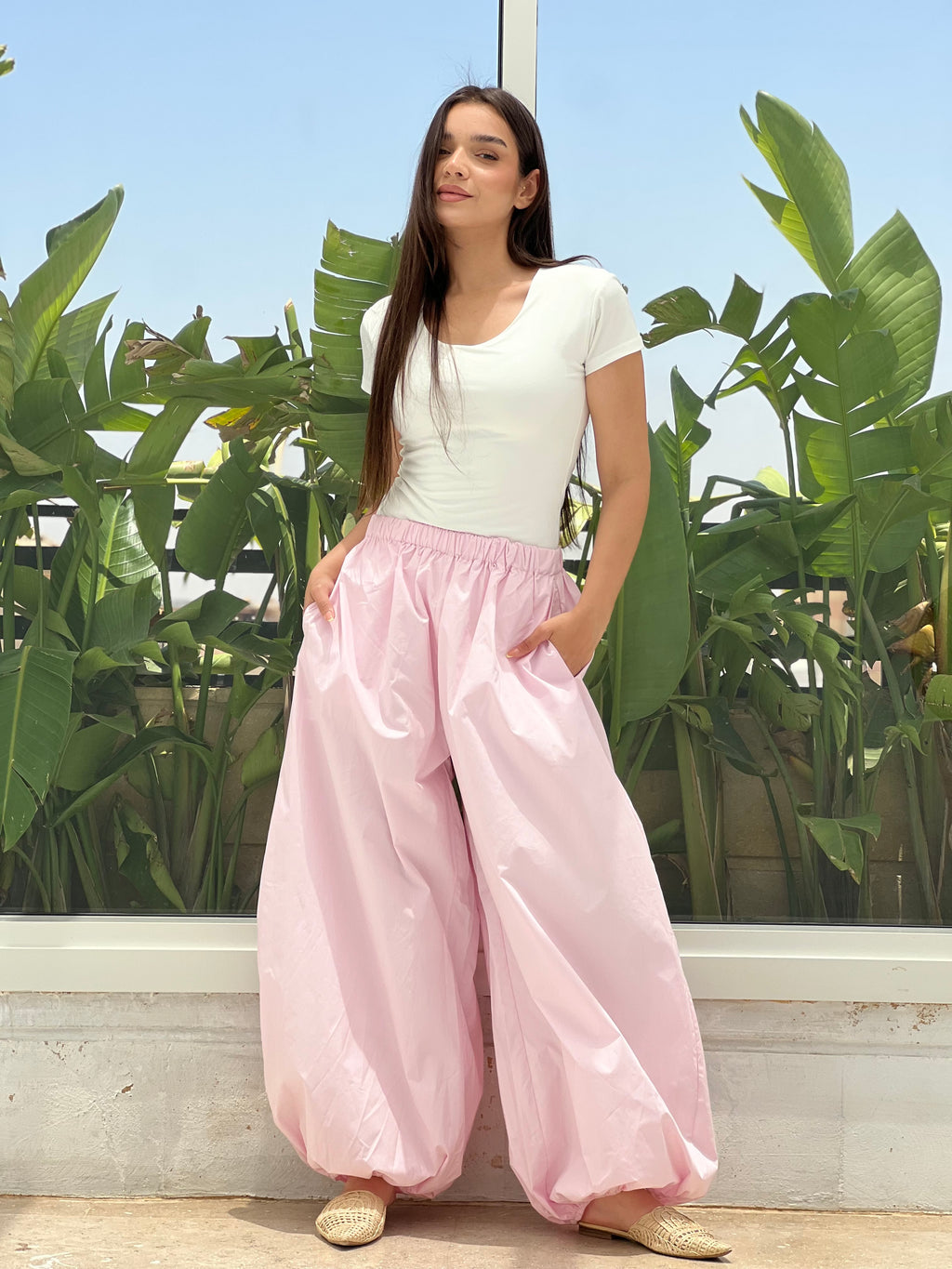 Oversized Balloon Pants-Pink