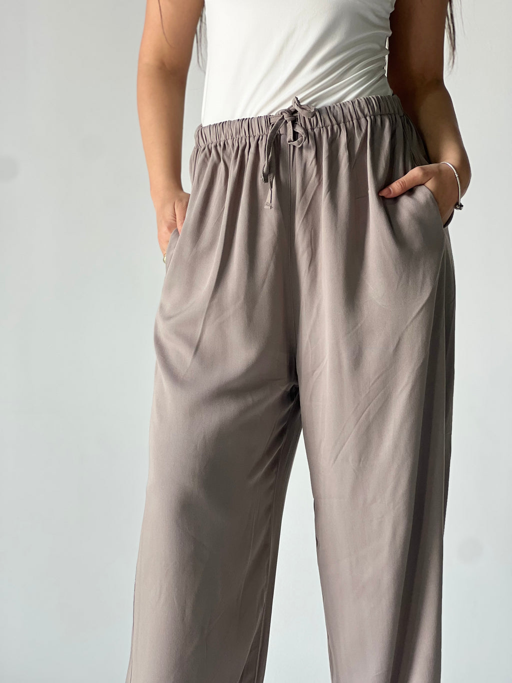 Summer Linen Elastic Waist Pants – Dirty Grey