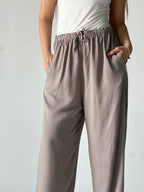 Summer Linen Elastic Waist Pants – Dirty Grey