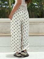 Polka Balloon Pants-White X Black