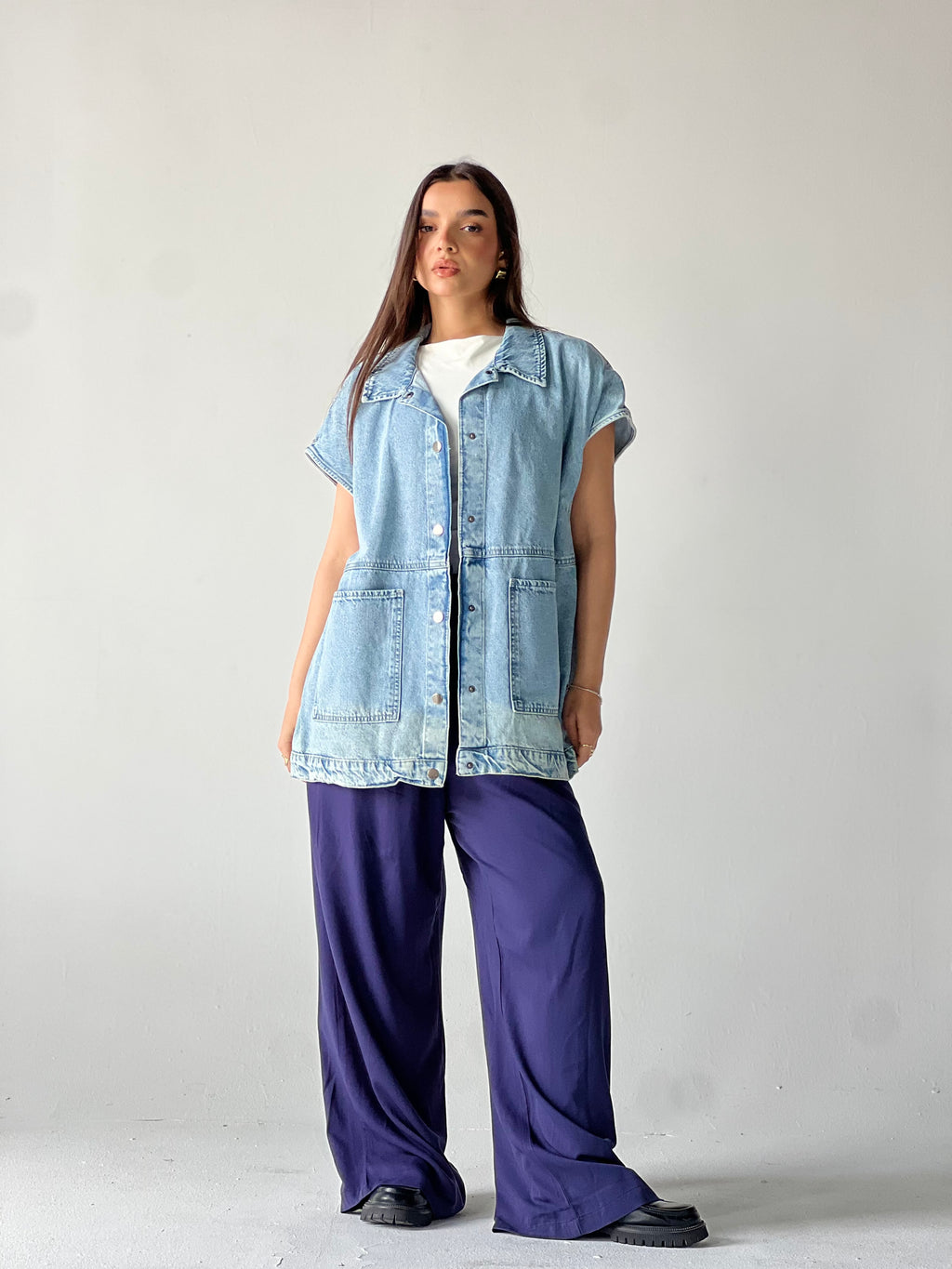 Oversized Long Denim Vest
