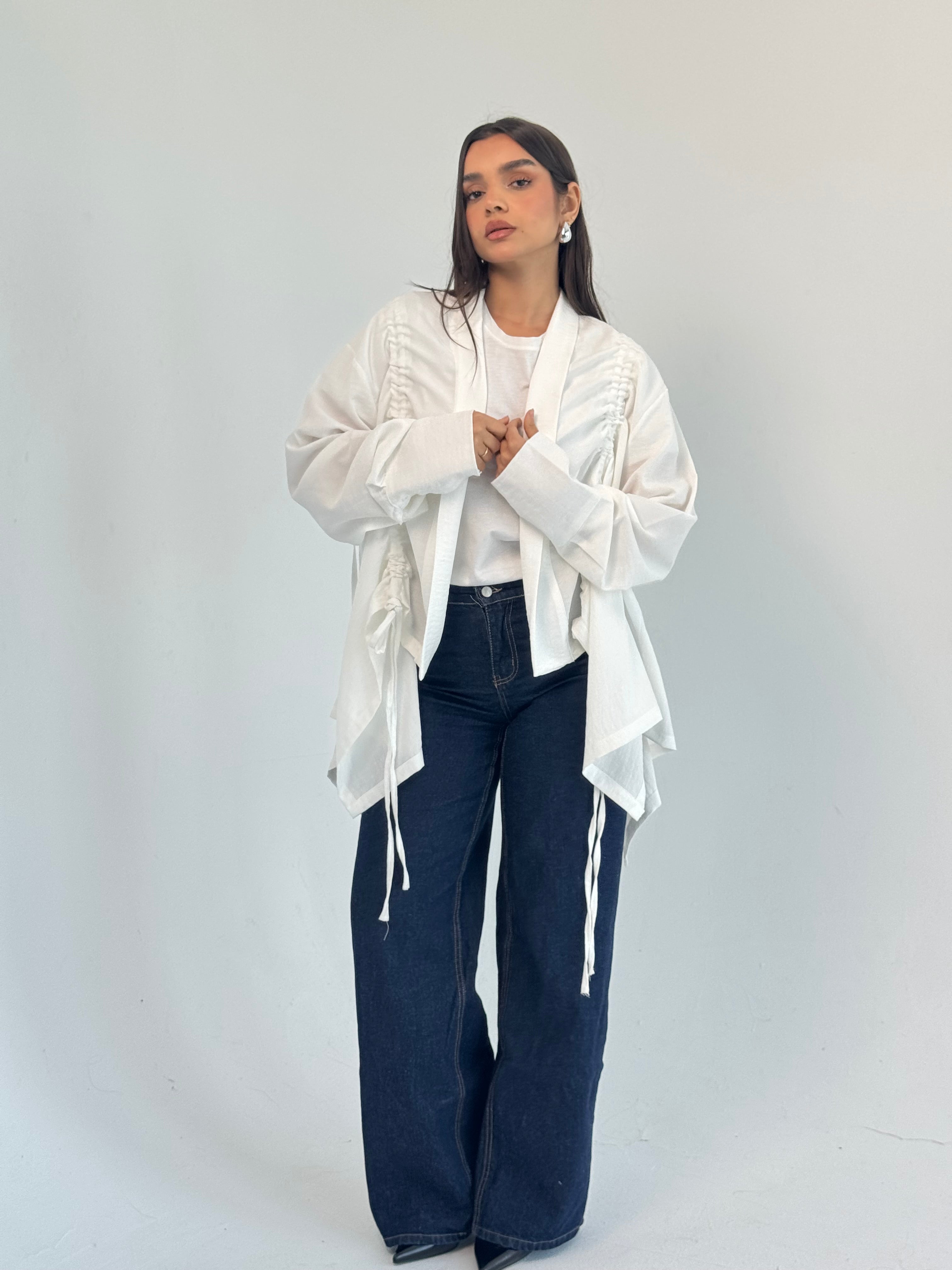 Fingers Linen Kimono- white