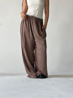 Summer Linen Elastic Waist Pants – Cafe