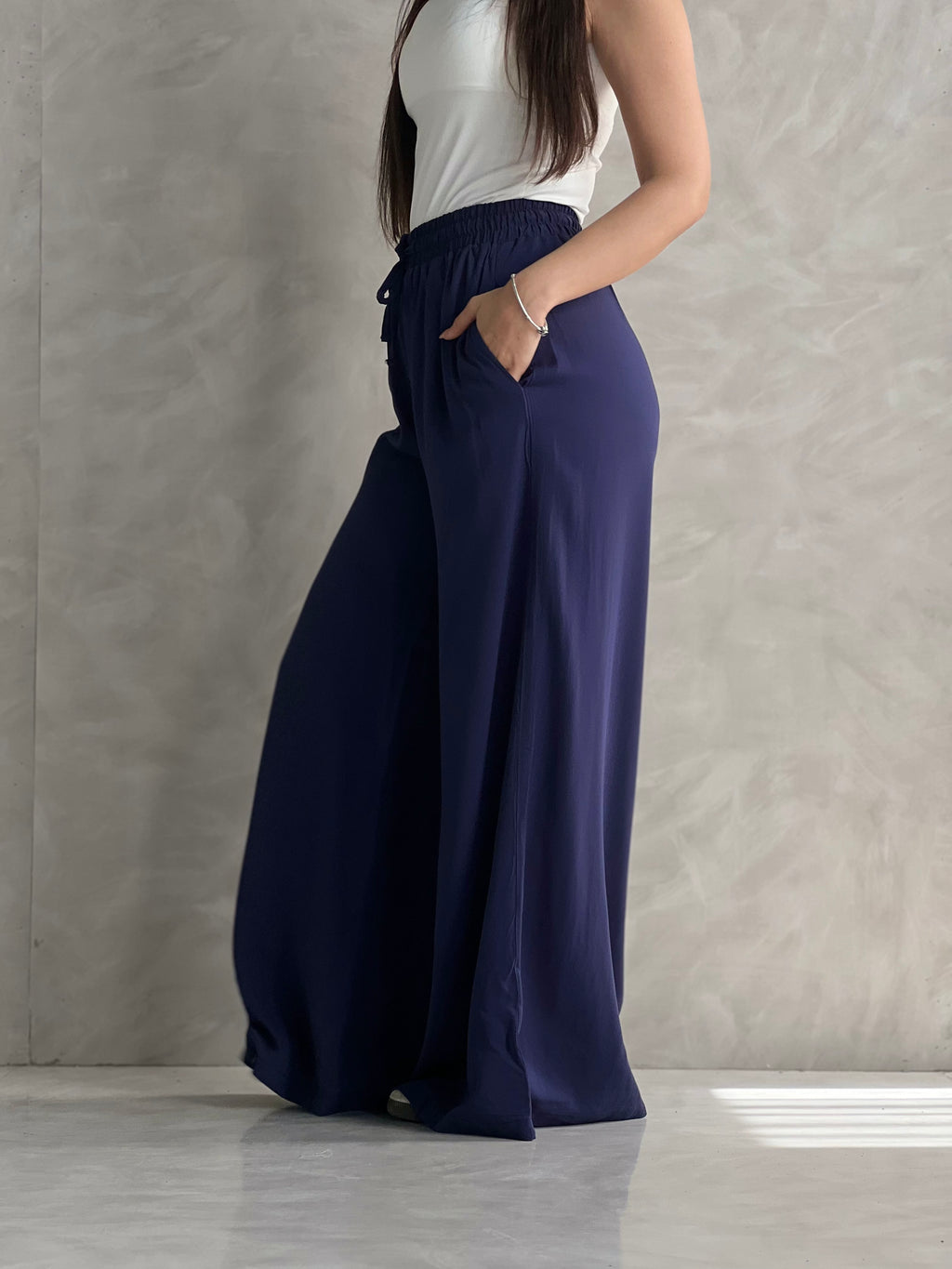 To-Go Summer Wide-Leg Linen Pants- Blue