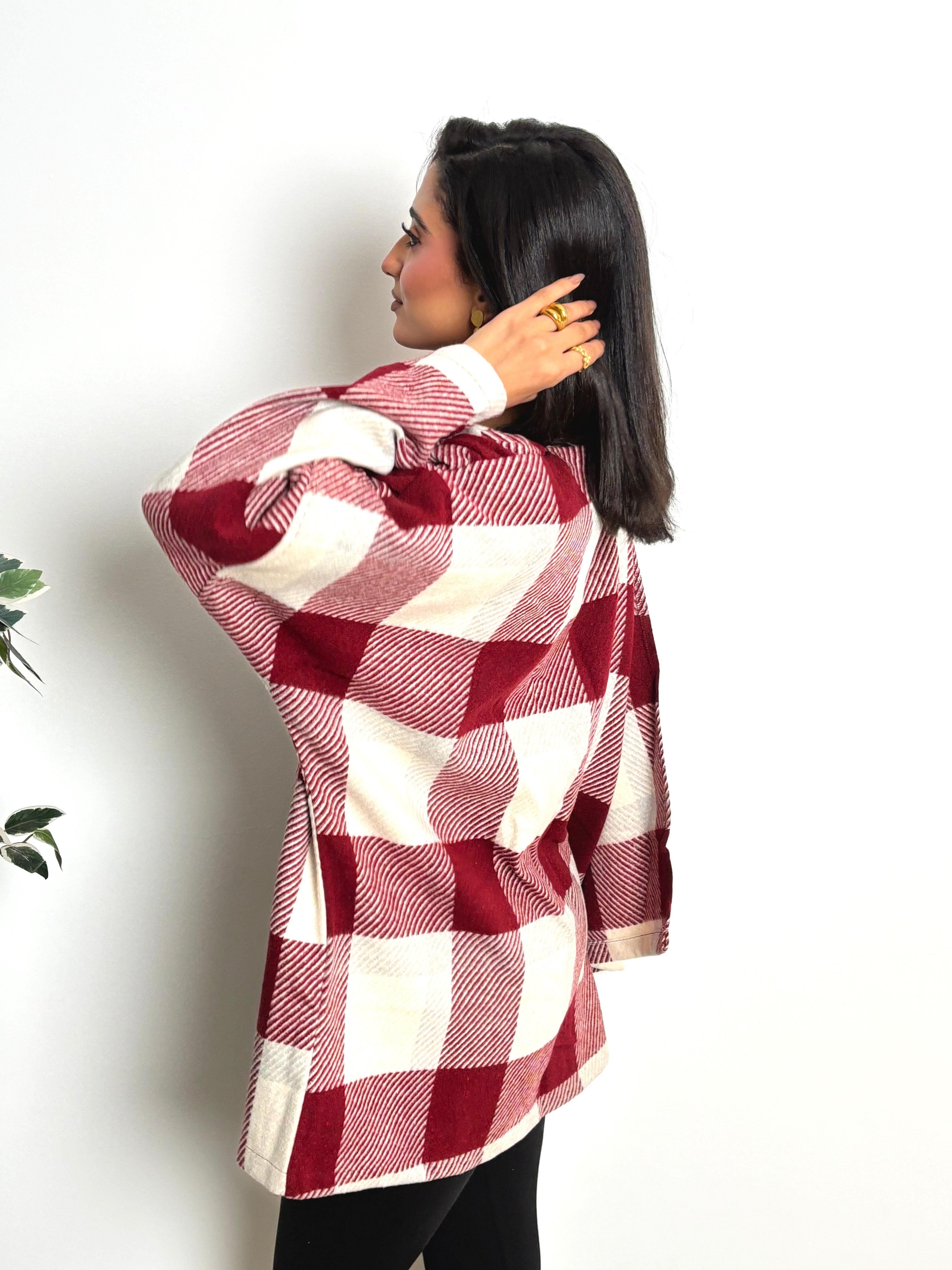 Lina Scarfed Coat- Women-Maroon