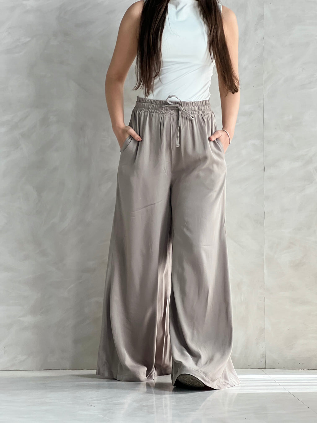 To-Go Summer Wide-Leg Linen Pants-Grey