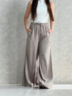 To-Go Summer Wide-Leg Linen Pants-Grey