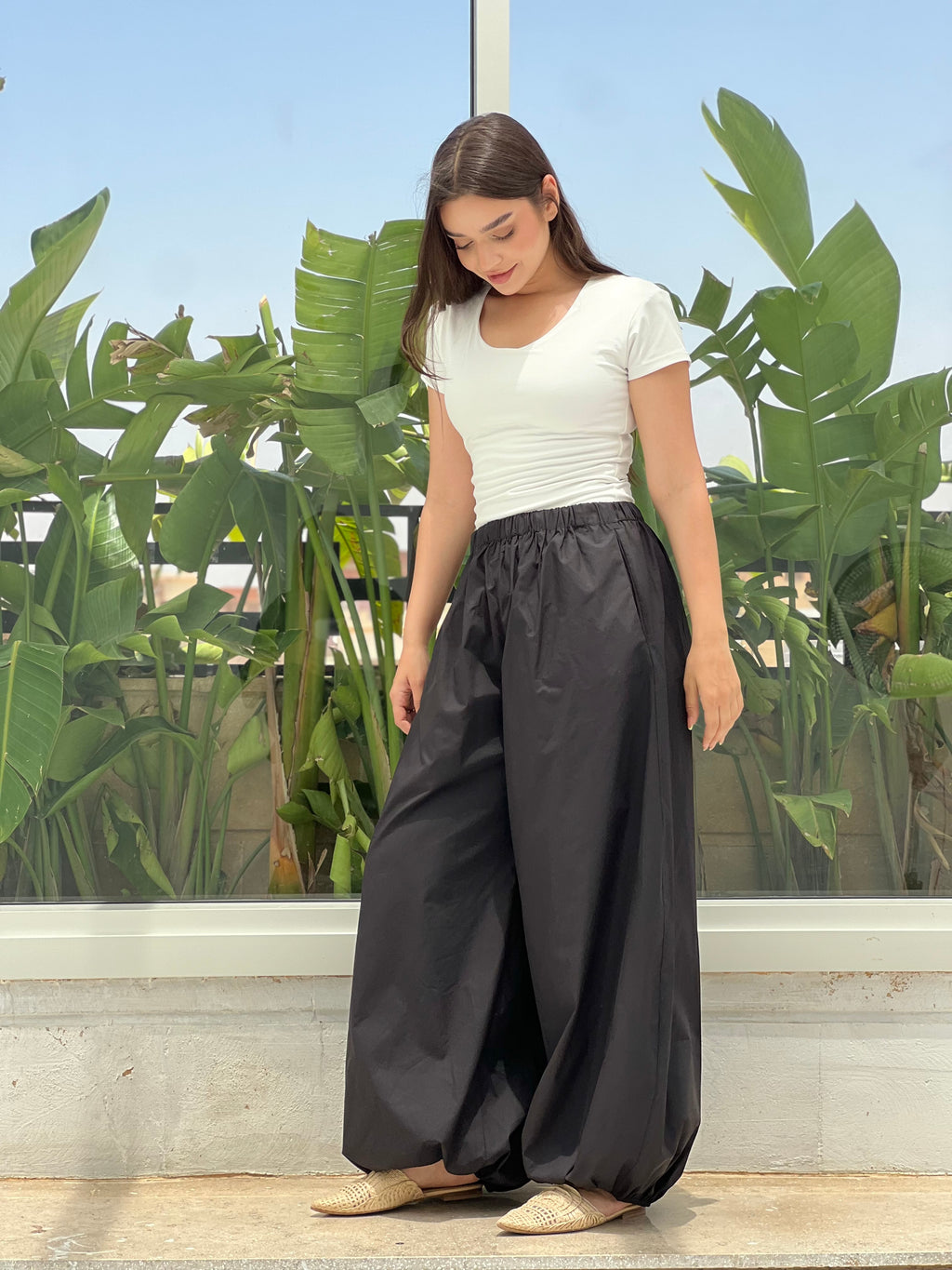 Oversized Balloon Pants-Black