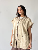 Oversized Long Cargo Vest –Biege