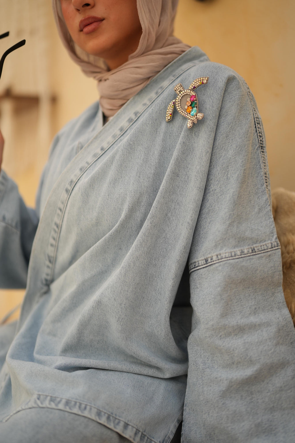 Criss Cross Essential Denim Jacket Only-Light Blue