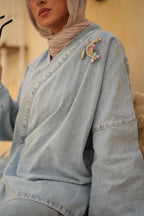 Criss Cross Essential Denim Jacket Only-Light Blue