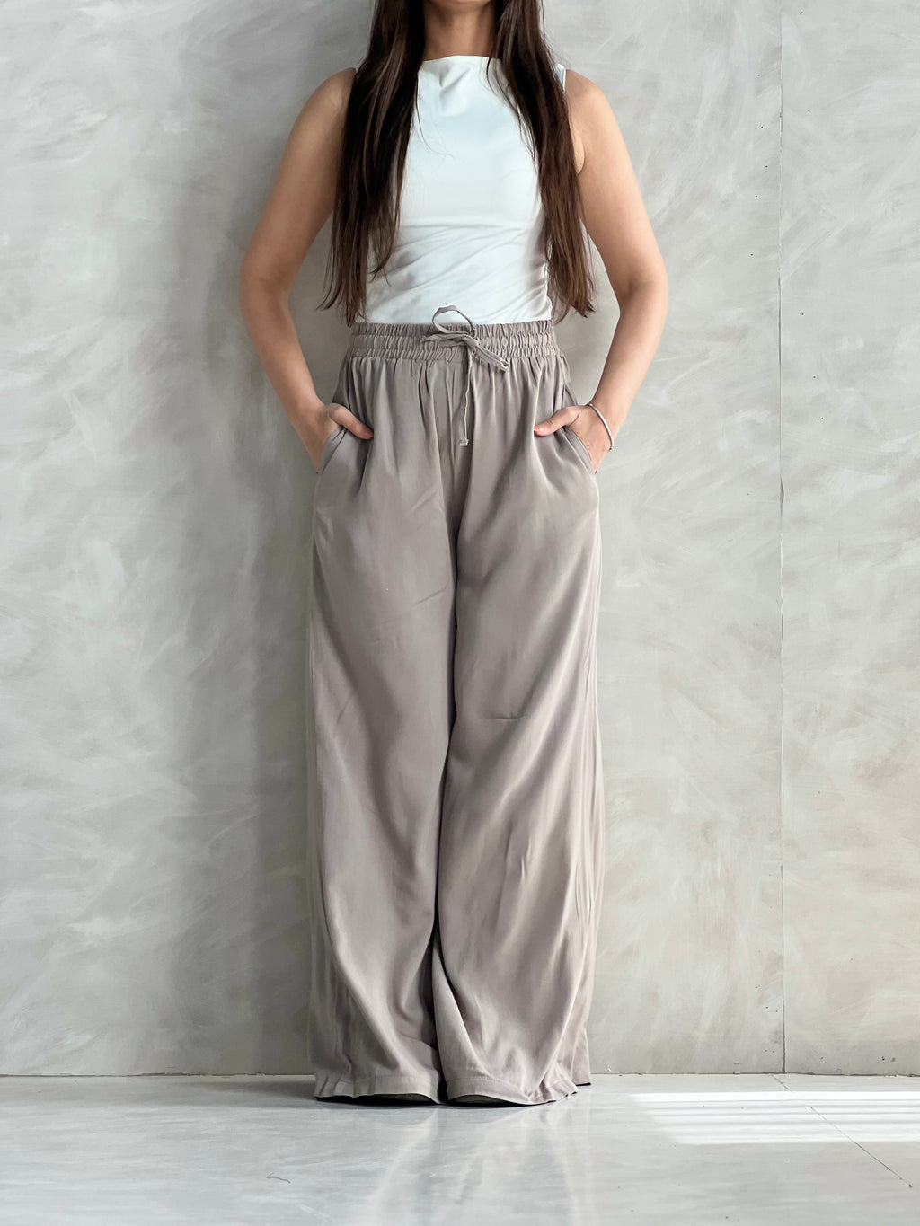To-Go Summer Wide-Leg Linen Pants-Grey