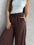 To-Go Summer Wide-Leg Linen Pants- Brown