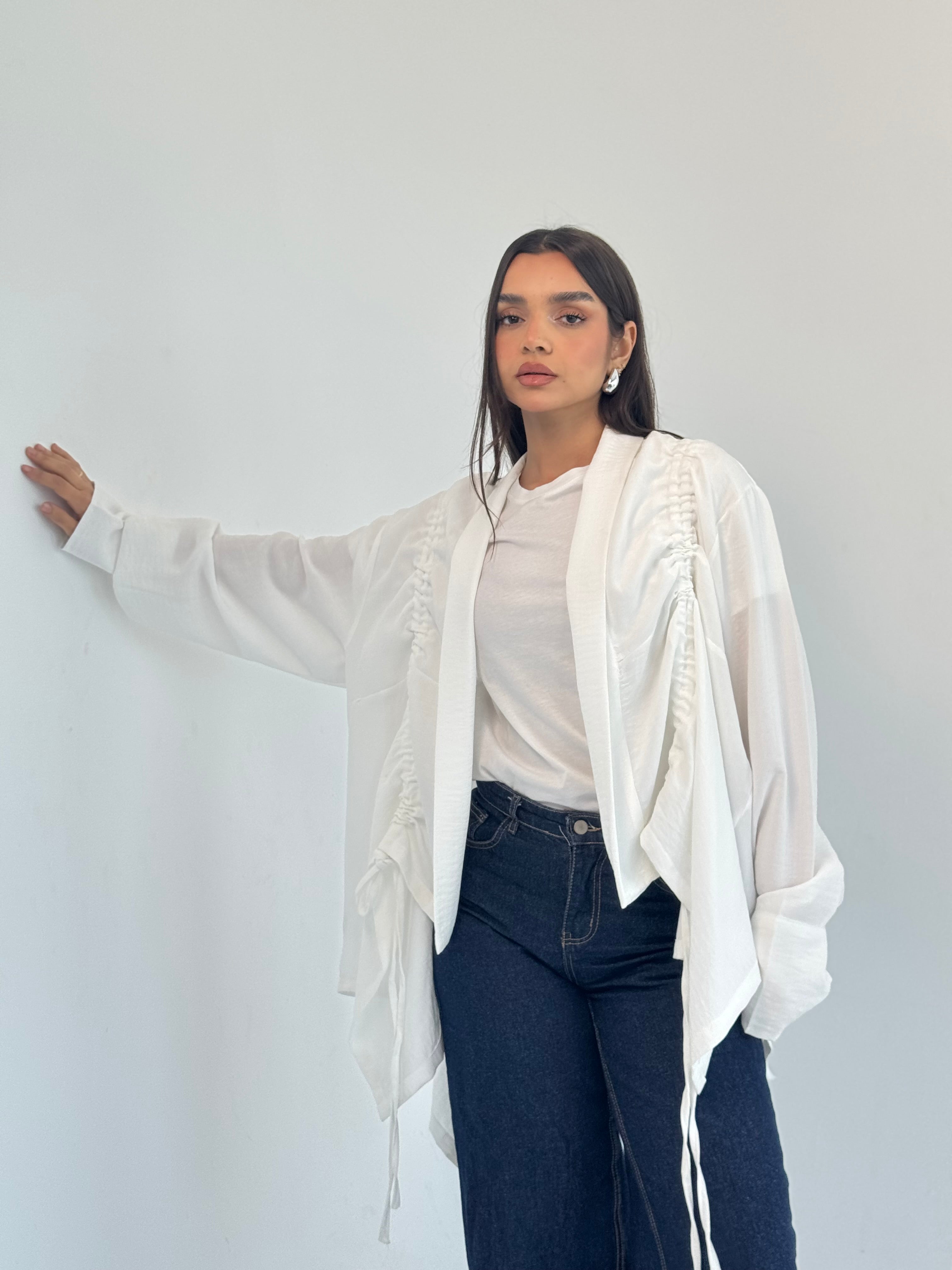 Fingers Linen Kimono- white