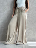 To-Go Summer Wide-Leg Linen Pants-Biege