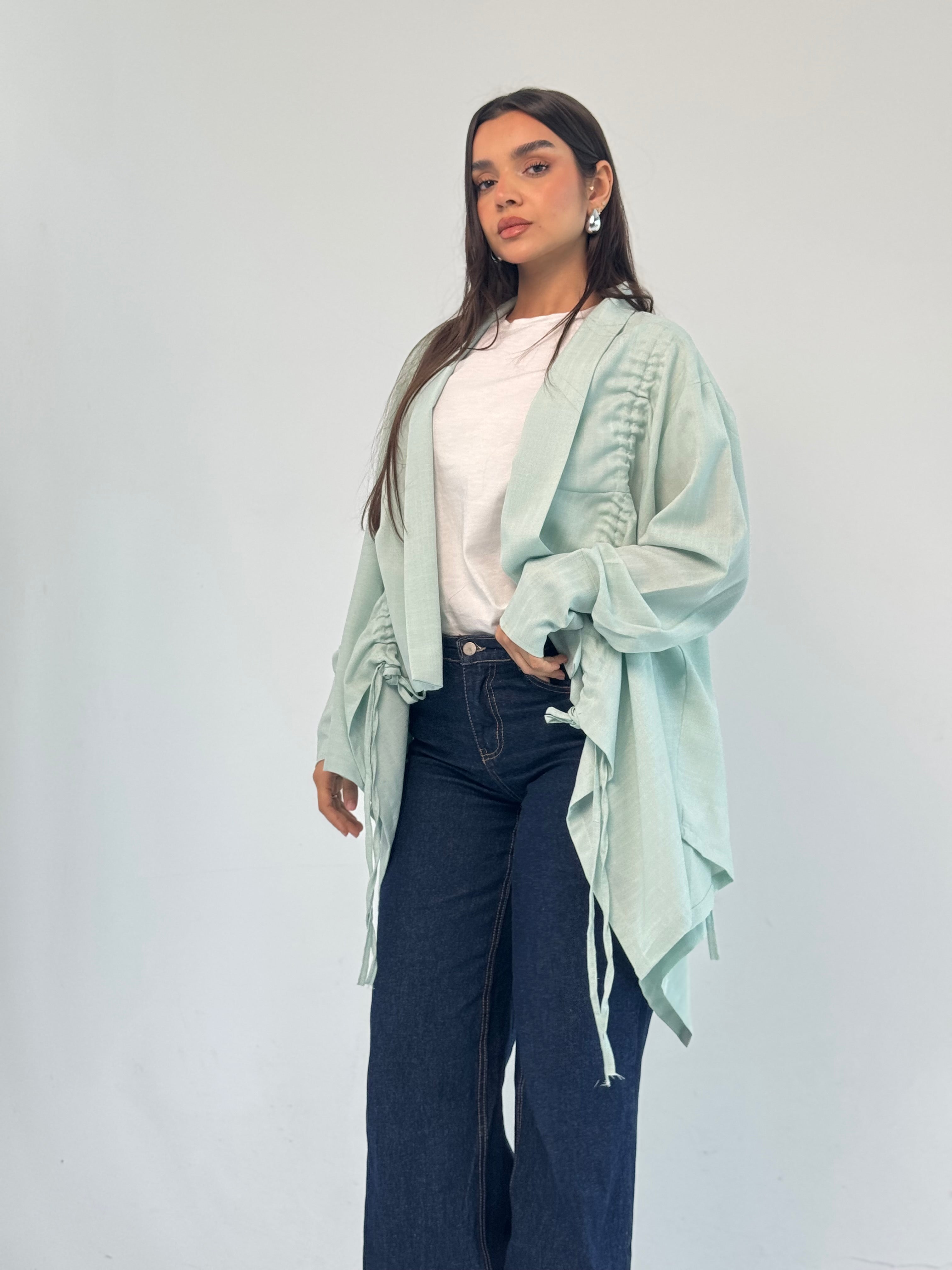 Fingers Linen Kimono- Mint