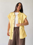 Oversized Long Cargo Vest - Yellow