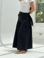 Side Tie Maxi Skirt-Black