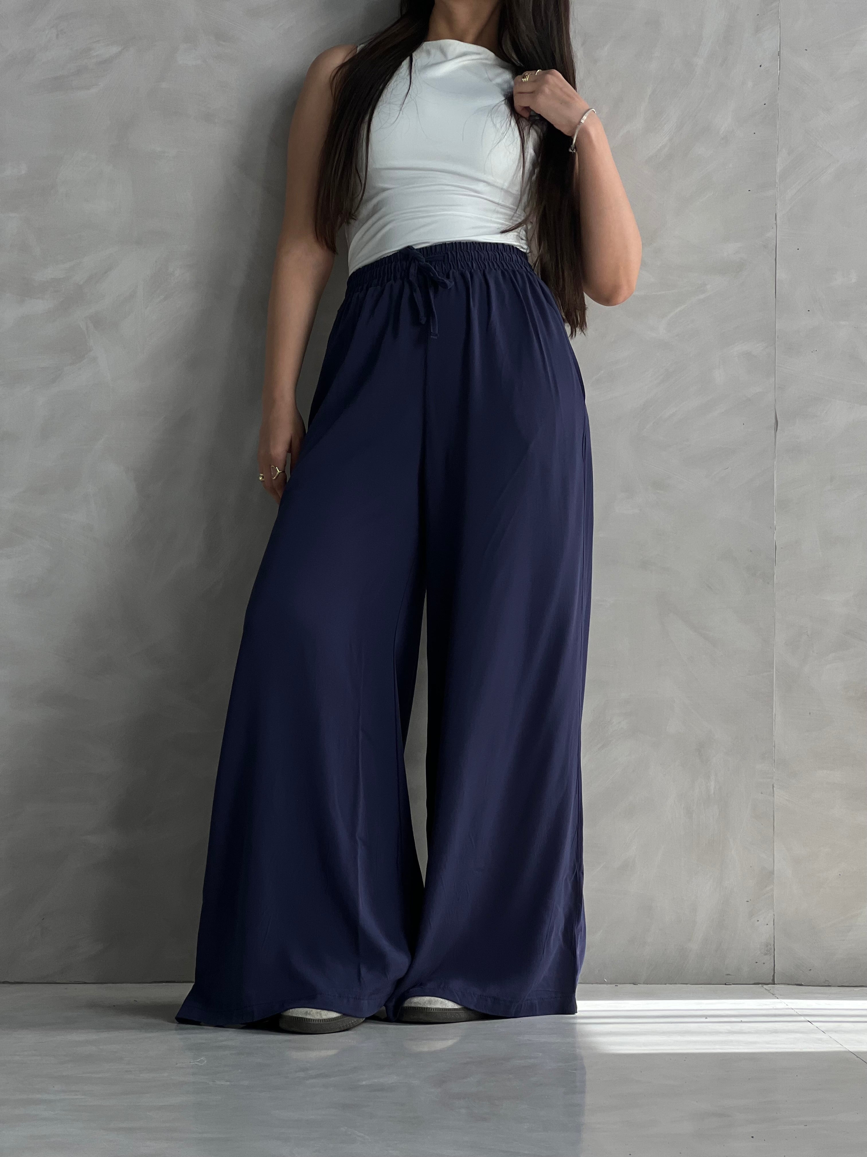 To-Go Summer Wide-Leg Linen Pants- Blue