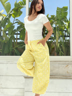 Polka Balloon Pants-White X Yellow