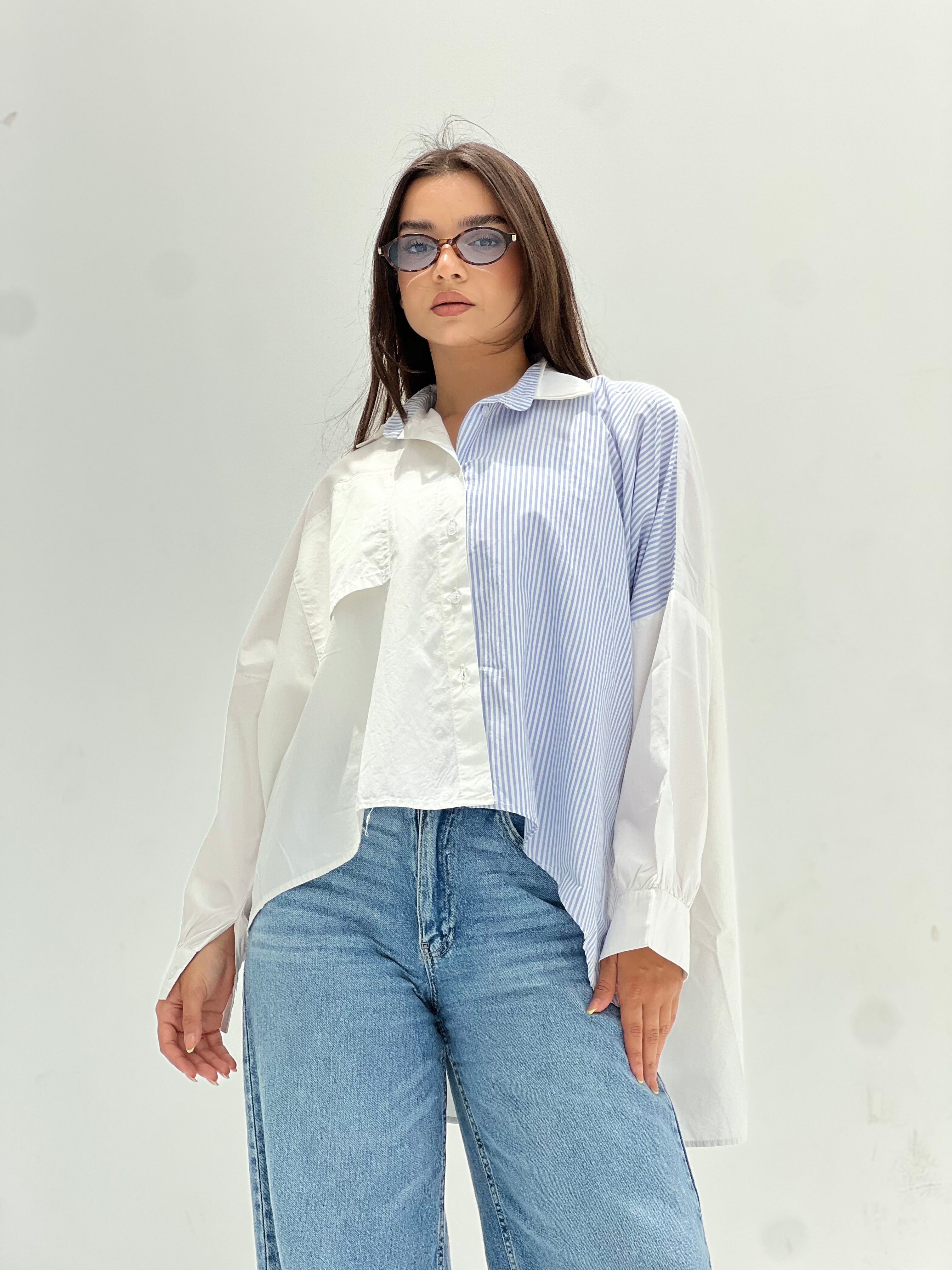 Blue Breeze Shirt -White X Blue