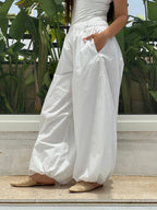 Oversized Balloon Pants-White