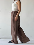 Summer Linen Elastic Waist Pants – Cafe
