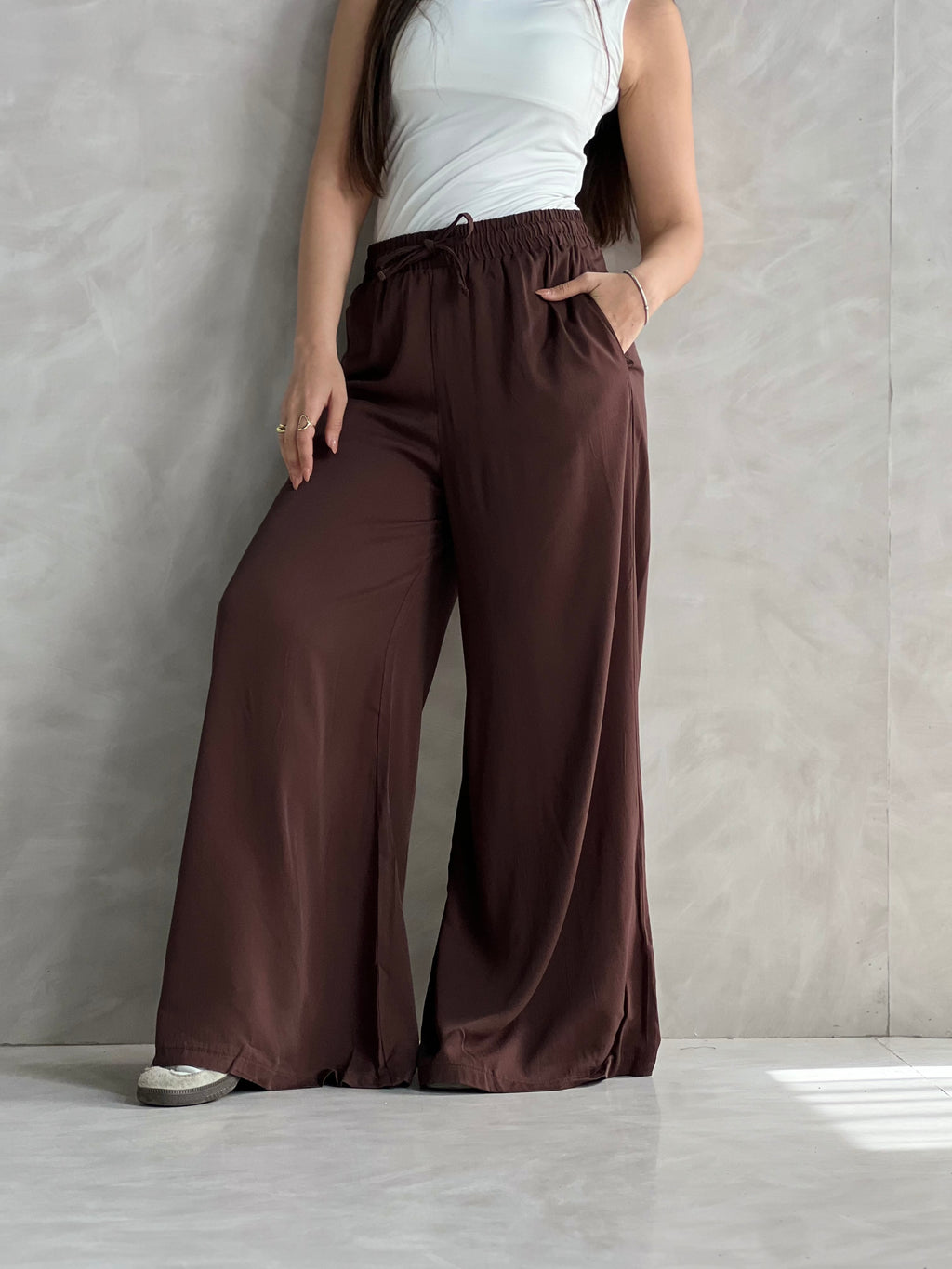To-Go Summer Wide-Leg Linen Pants- Brown