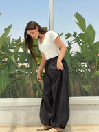 Oversized Balloon Pants-Black