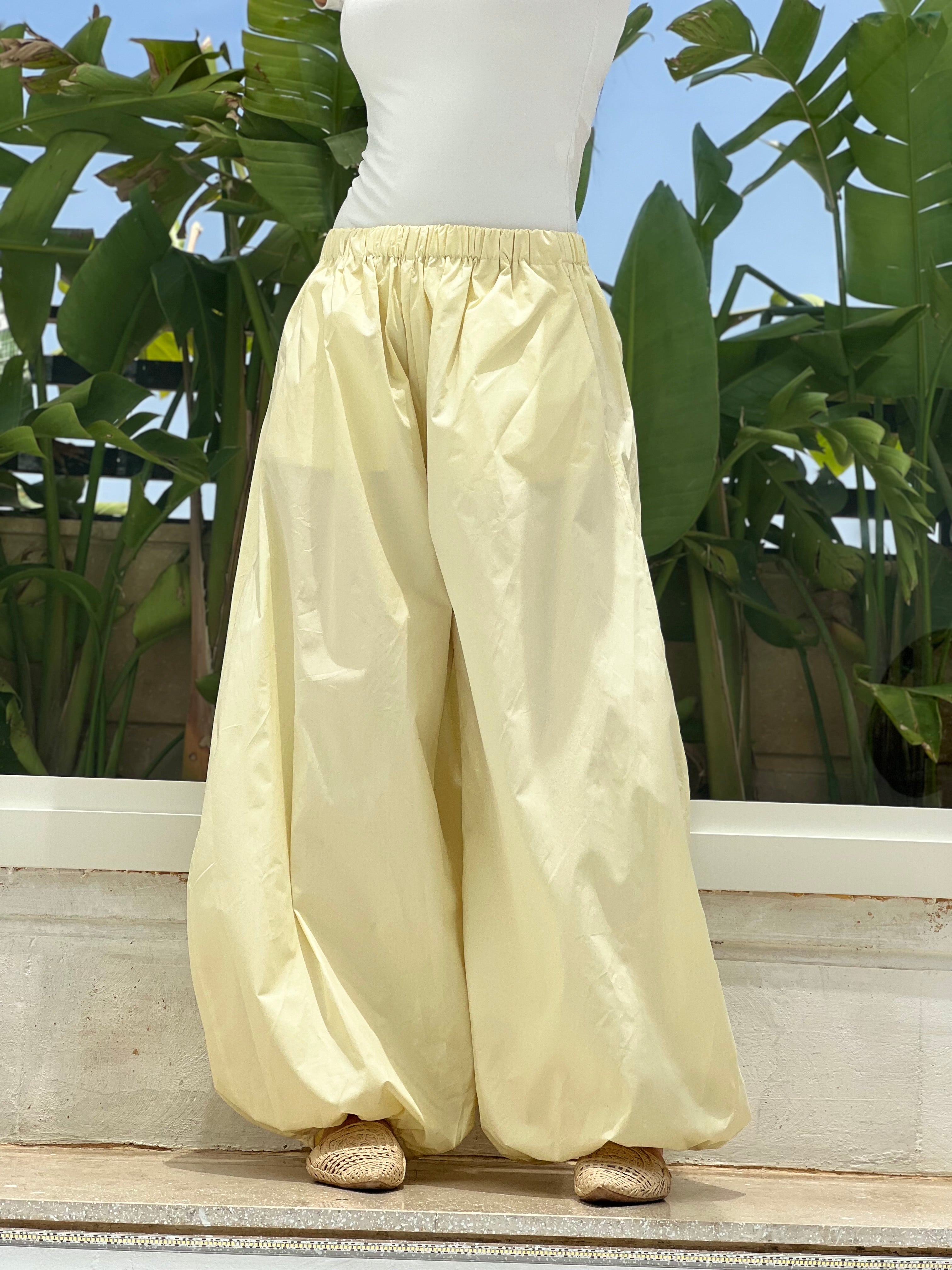 Oversized Balloon Pants-Yellow
