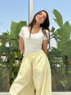Oversized Balloon Pants-Yellow