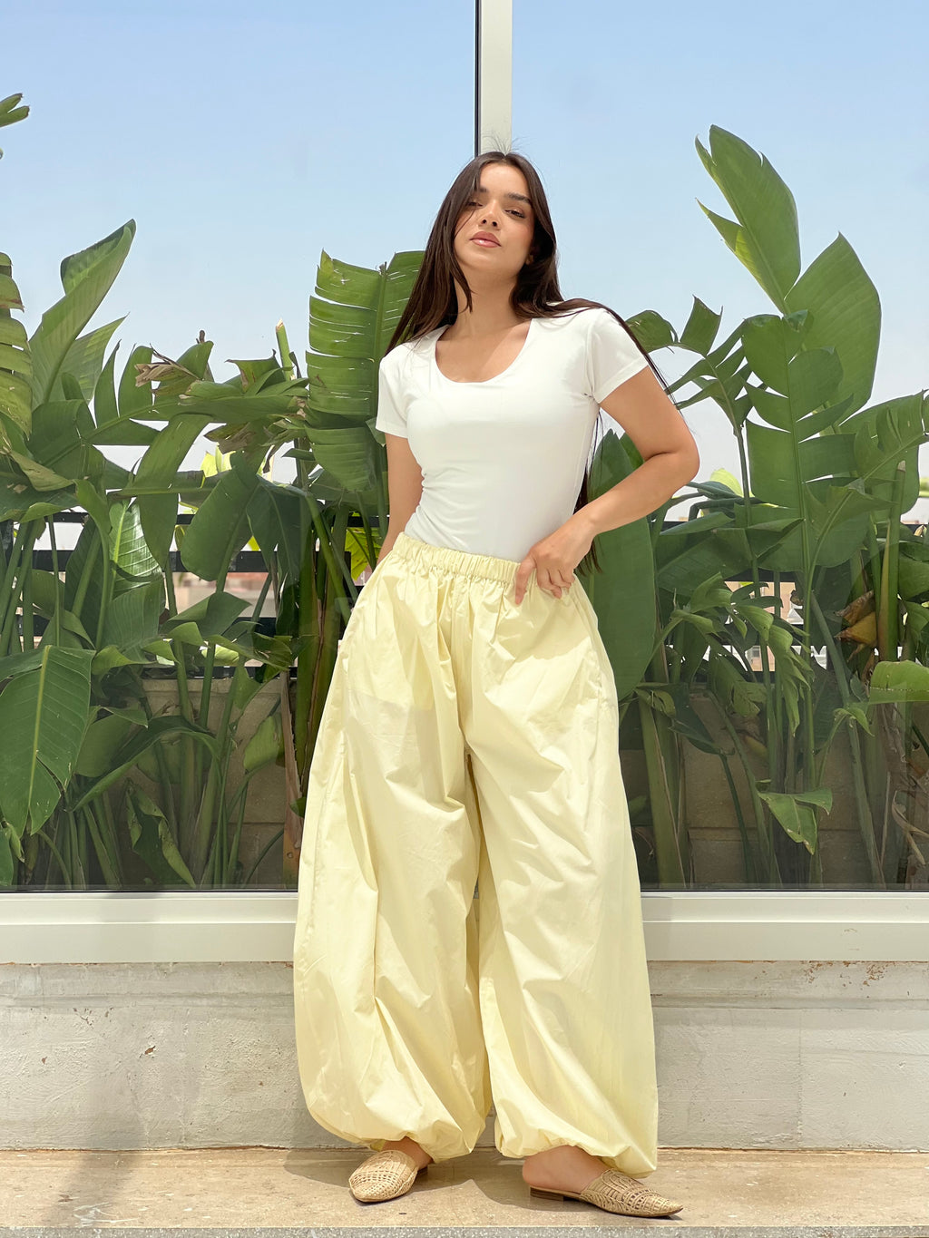 Oversized Balloon Pants-Yellow
